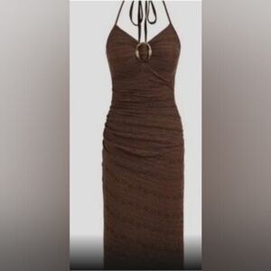 Cider Brown Halter Wedding Dress